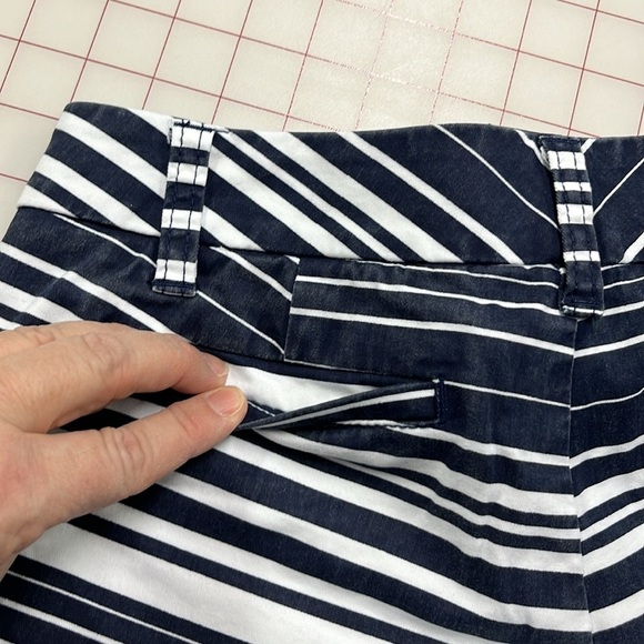 CASLON Navy/White Cotton 4 Pocket Nautical Stripe Beachy Picnic Preppy Shorts 0 - Picture 9 of 14